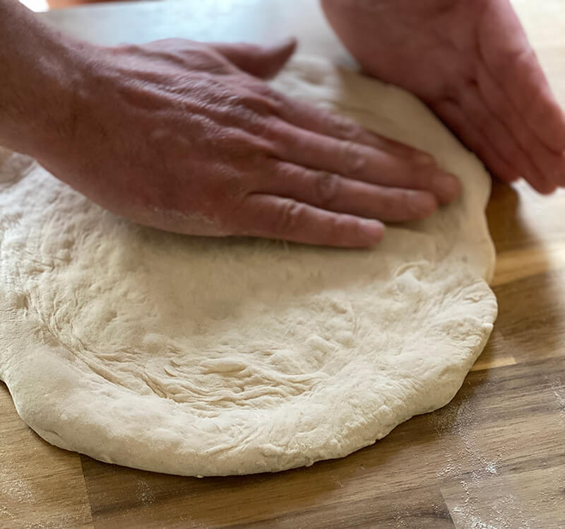 pizza dough stretching